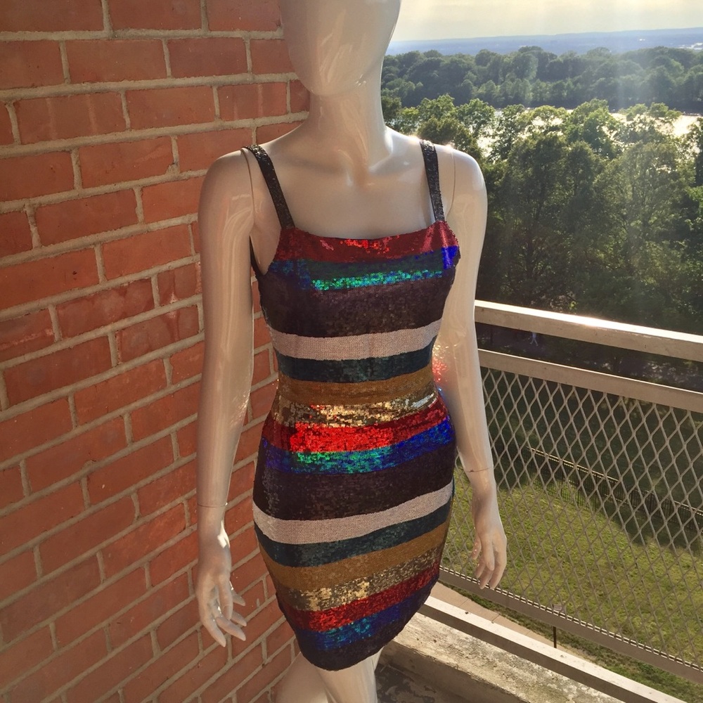 Uptown Horizontal Sequin Dress - Multi (Size 4)